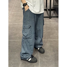 DN0081-P65早秋水洗阔腿拖地长裤潮牌宽松休闲裤-网图现货，男装休闲裤，星座603-2