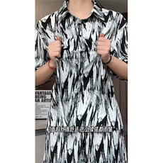 短袖衬衫男+短裤男套装男100%聚酯纤维M-5XL大码TZ78721P50控98，男装牛仔裤，星座226-1