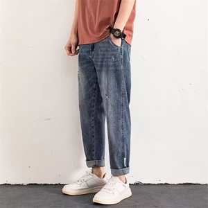 1506-1/KC101/P47港风潮男夏季新款个性小脚牛仔裤嘻哈ins潮高街图片
