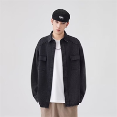 衬衫宽松休闲翻领长袖工装牛仔衬衣夹克外套男5344P62，男装衬衫，星座410-2