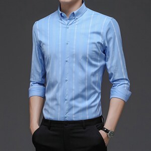 春秋季商务休闲长袖衬衣中青年男士竹纤维百搭衬衫 BSN7383-P60图片