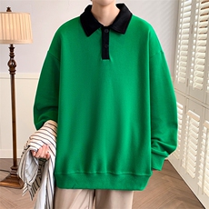 春装新品学生纯色翻领衬衫2023潮拼接卫衣男女WY3672-P65控价88，男装卫衣，电商A441-1