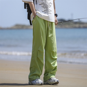 夏季新款户外露营工装裤男款宽松薄款褶皱速干冰丝直筒休闲裤图片