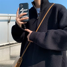 开衫毛衣男秋冬加厚慵懒立领针织衫潮牌日系拉链外套MY0163-P55，男装针织衫/毛衣，星座308B-2