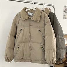 简约设计感翻领短款面包服棉衣外套男女情侣棉服M16-P83，男装棉衣，星座308B-2