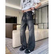 抖音品质美式高街复古水洗破洞直筒牛仔裤B315-K25778-P55控78，男装休闲裤，电商B315