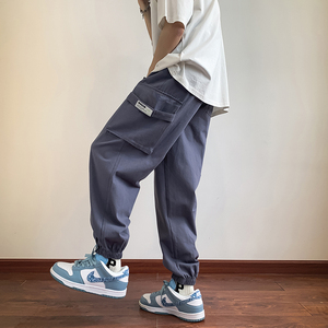 夏季新款束脚裤hiphop美式工装裤男潮流宽松休闲裤子 K3457-P38图片
