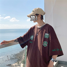 1图案已注册港风日系休闲情侣大码M-5XL风短袖DT7638P30控48，男装T恤，星座226-2