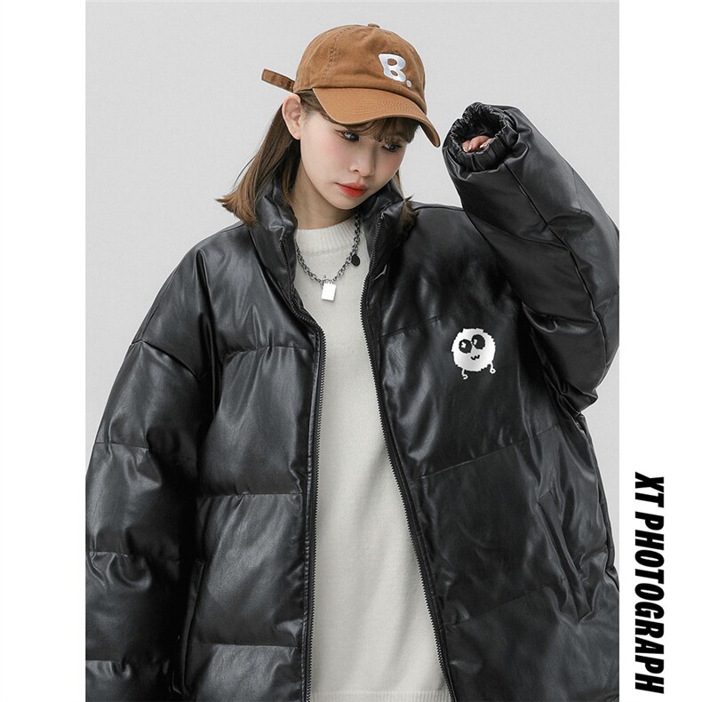 中性风23新款冬季时尚百搭宽松PU皮棉服外套MY6457P115控158,男装棉衣,电商A268