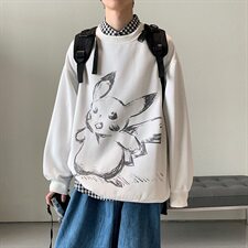 2021秋冬新款男休闲宽0松皮卡丘印花卫衣A813，男装卫衣，电商A132（原电商B245）