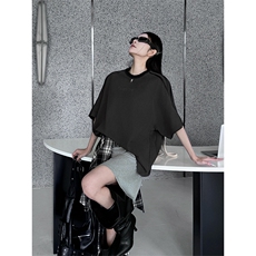领口珍珠黑色短袖男女夏季cleanfit高级感潮牌设计感小众t恤，男装T恤，星座601-1
