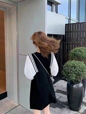 拼接雪纺袖连衣裙，女装连衣裙，依多坊