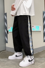 K3080/40休闲裤男排扣格子撞色宽松大码束脚运动裤子四季款控58，男装休闲裤，电商A141