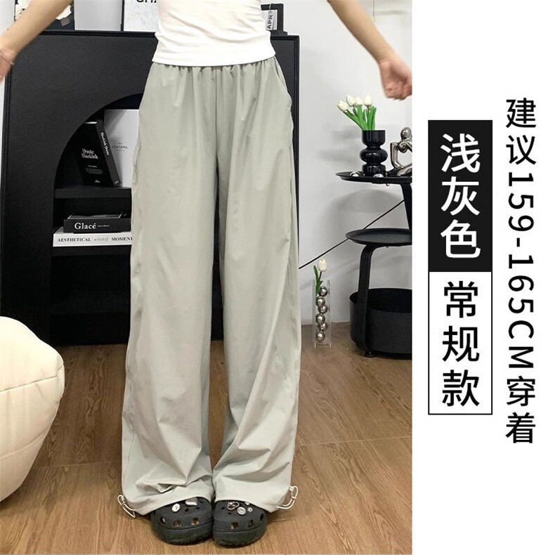 藏青色美式速干工装裤女夏季慵懒松弛感裤子小个子显高阔腿休闲裤,男装工装外套,星座412-3