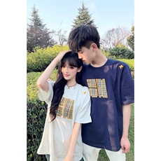 【有货】DT5047-特P32藏青色刺绣高级感情侣款重磅短袖T恤男女夏，男装T恤，星座603-2
