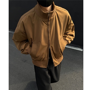 现货美式复古短款立领棒球服2025新款春秋季飞行夹克男宽松上图片