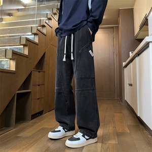 美式潮牌大口袋牛仔裤男士宽松直筒春季垂感休闲长裤子J8073-P45图片