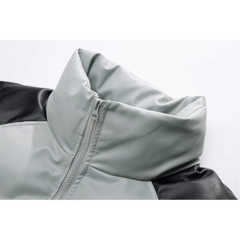 白底23新款冬季百搭宽松字母印花PU皮棉服外套MY65201P125控168,男装棉衣,电商A268-1