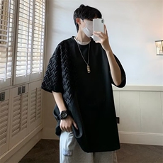设计感立体拼接上衣ins潮牌五分袖夏季日系短袖T恤男T1317-P32，男装T恤，星座512-2