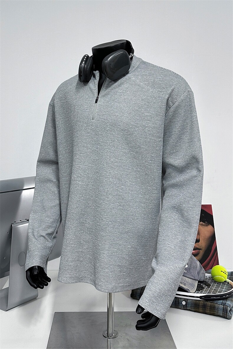 25春季打底衫宽松长袖T恤春装亨利领男拉链套头上衣S388特P28,男装T恤,电商A233-1
