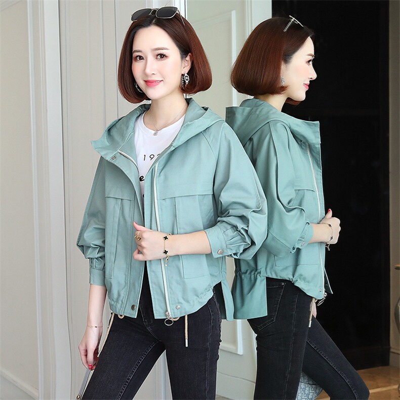 2021短外套通勤连帽拉链长袖常规修身口袋，女装短外套，琦鑫阁（原依鑫阁）