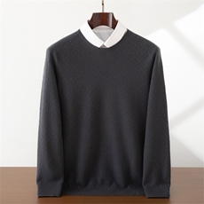 2025年秋季时尚百搭圆领长袖青春流行华夫格一线圆领，男装羊绒套衫，蜜暖羊