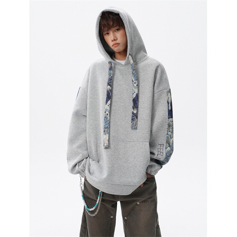 WY10197特P42 春季新款小熊拼接高质量连帽大码卫衣上衣男图片