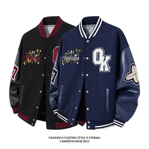 M-6XL 加大码美式重工刺绣棒球服外套 5872特P95控149图片
