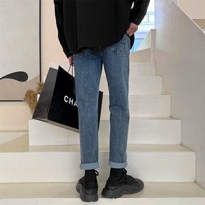 双色牛仔裤男搭配马丁靴韩版潮流弹力显瘦裤子B381-2/870/P68图片