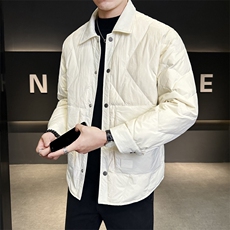 轻薄羽绒服男冬季潮流翻领短款外套男士标白鸭绒夹克Y2510-P155，男装夹克，电商A237