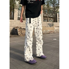 2026美式高街伞兵工装漆点长裤子痞帅高级感牛仔裤K71176-P50网图，男装牛仔裤，电商B245