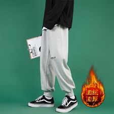 K12117-P40加绒-P50束脚纯棉运动裤男士休闲裤大码宽松卫裤男,男装休闲裤,电商A040