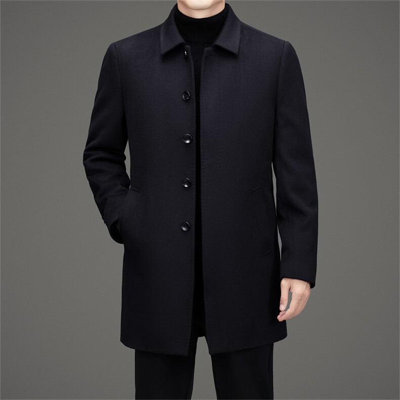 高品质男中年双面呢羽绒服外套中老年绵羊毛呢可脱卸羽绒内胆大衣,男装羽绒服,钱塘723