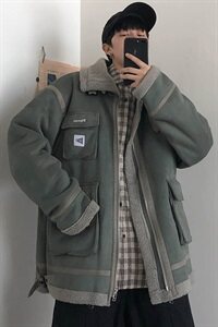 【】A003-HJ5052-P130秋冬新款皮毛一体机械棉衣外套 几物1图片
