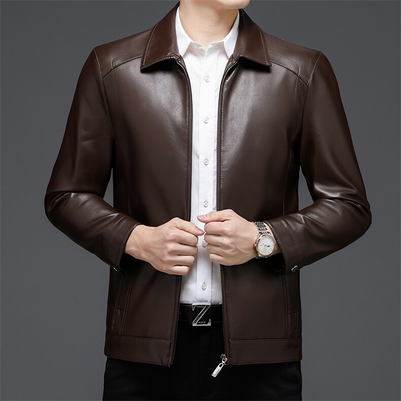 皮衣男秋季2023新款仿夹克商务皮衣服秋冬季休闲夹克上衣外套,男装皮衣,电商B212（原钱塘6029）