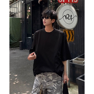 夏季2025年新款拼接口袋短袖T恤男女同款宽松美式oversize 特P42图片