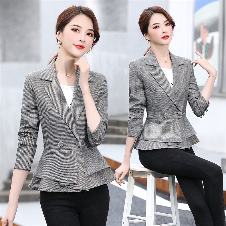2021春秋季新款优雅潮流双排扣小西装外套，女装西装，阿菲诺依