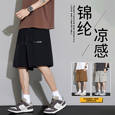 抖音品质直筒冰丝速干短裤男美式男女夏季A146-GY505特p35量大优，男装牛仔裤，HDA146