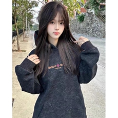 字母刺绣帽衫重磅卫衣女秋冬情侣宽松加绒外套WM18，女装短外套，星座1116A（原606A-3）
