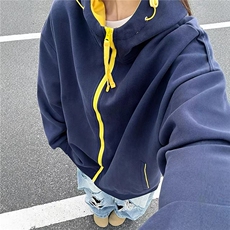 网图全棉380克拉链开衫卫衣撞色连帽外套男AH947-特P48不议价，女装短外套，四季星座610B