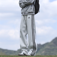 美式潮卫裤男春秋季新款三条杠休闲裤宽松直筒运动长裤K7901-P35，男装休闲裤，星座505-3
