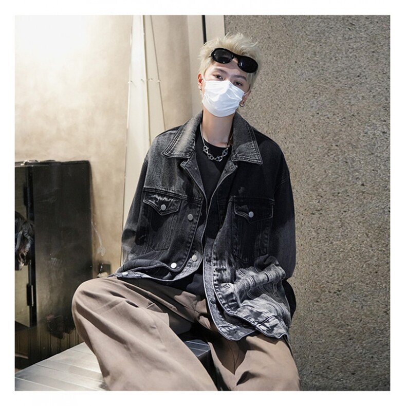 渐变水洗牛仔外套男秋美式复古高街休闲工装情侣款夹克JK1092-P95,男装工装外套,星座1103-3