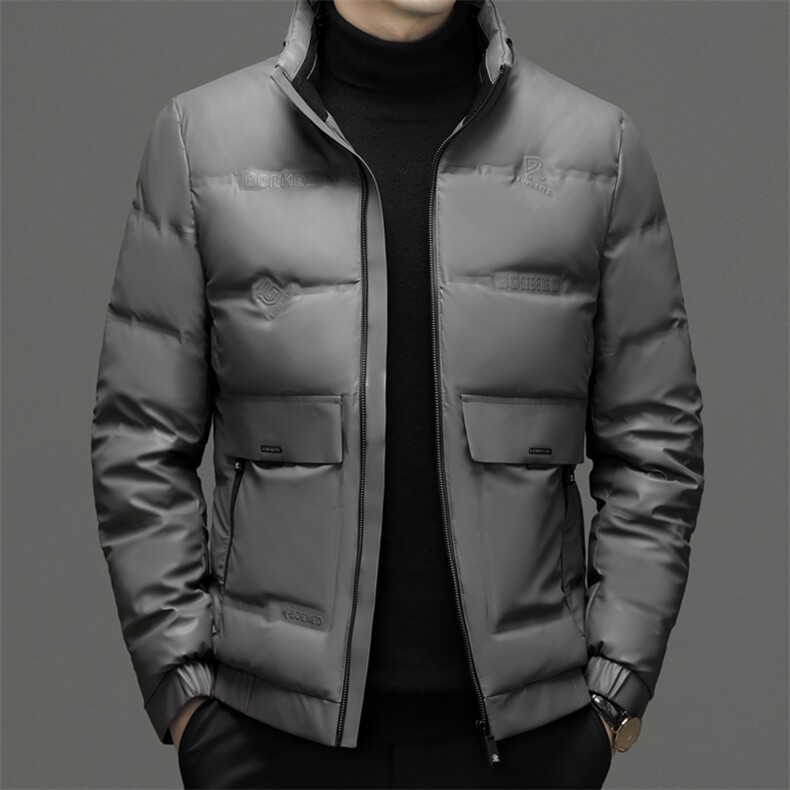 男士冬季新款中年加厚保暖羽绒服爸爸装男装立领纯色鸭绒外套,男装羽绒服,电商B212（原钱塘6029）
