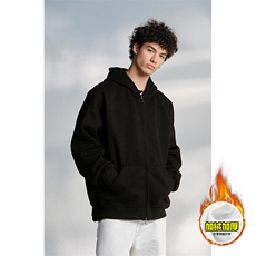 480G重磅加绒硬挺boxy男女秋冬美式高街结构双拉链开衫卫衣厚外套，女装短外套，电商A486-1