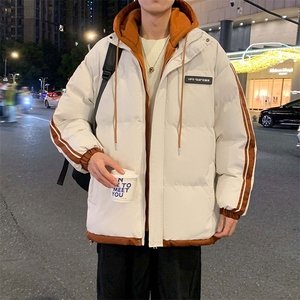 棉服男冬季新款港风宽松假两件连帽棉衣MF8587-特P78图片
