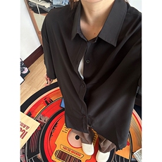 薄款冰丝短袖衬衫男简约纯色垂感休闲痞帅衬衣CS288-P20，男装T恤，星座301C-5