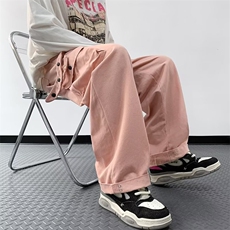 美式复古坠感阔腿休闲裤男女小众设计感百搭阔腿裤子潮GK666-p55，男装休闲裤，星座1008-1