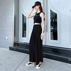 阔腿裤女2025新款夏季时尚薄款休闲褶皱高腰垂感宽松慵懒山本，女装休闲裤，尚羽泽网红店