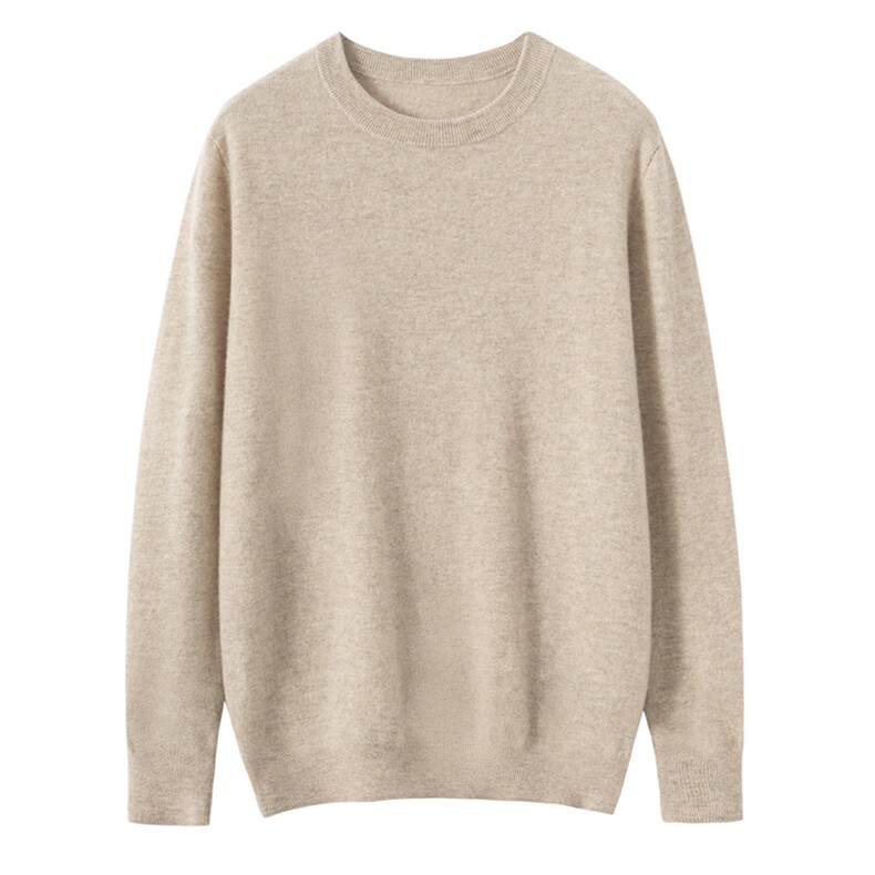 2025年秋季圆领长袖青春流行时尚百搭通勤休闲，男装羊绒套衫，朝思纯山羊绒