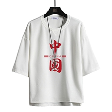 Q11198-P30春夏季七分袖t恤男大码五分袖男短袖中袖网格挂拍，男装T恤，电商A040A